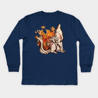 The fire Wolf Kids Long Sleeve T-Shirt